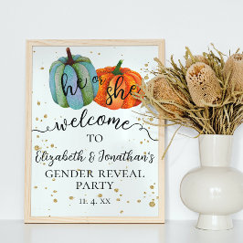 Välkomstskylt för färglös Gender Pumpkins  Reveal Poster