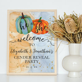 Välkomstskylt för färglös Gender Pumpkins  Reveal Poster