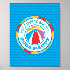 Välkomstskylt för färglöst Beach Boll Bassäng Part Poster