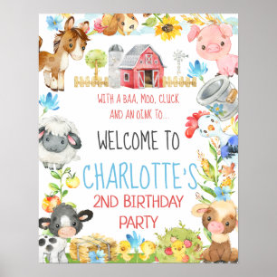 Välkomstskylt för Farm Barnyard Animal Birthday Vä Poster