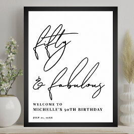 Välkomstskylt för femtio fantastisk 50-årsfest poster