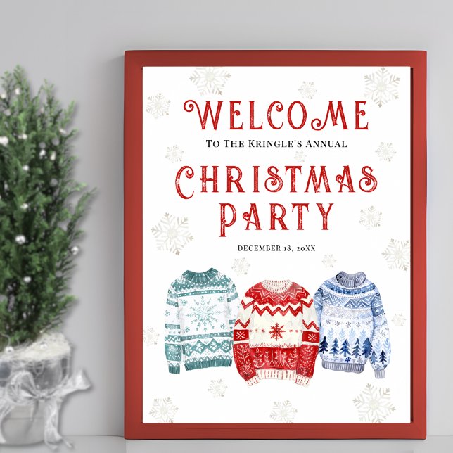 Välkomstskylt för festlig julfest poster (Festive Christmas Party Welcome Sign)