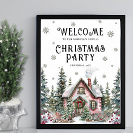 Välkomstskylt för festlig vinterjulfest poster