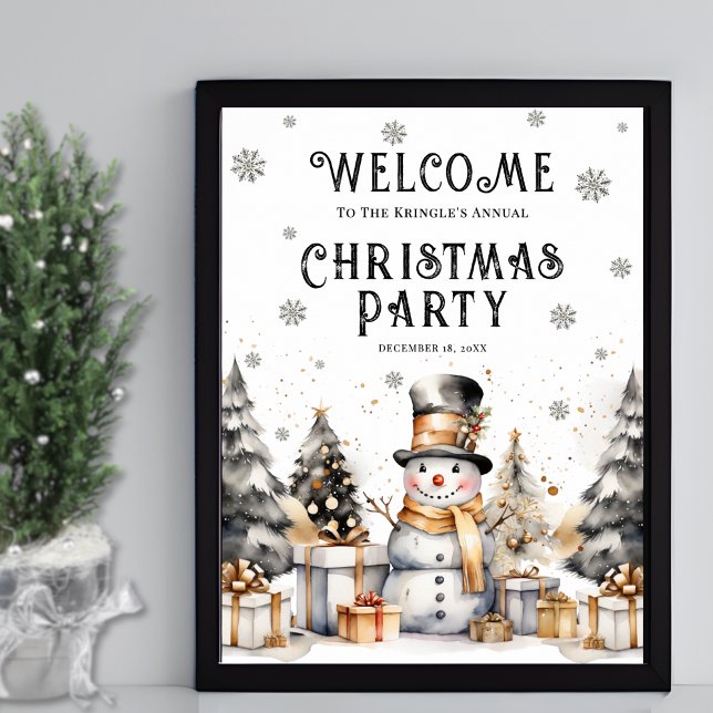 Välkomstskylt för festlig vinterjulfest poster (Festive Winter Christmas Party Welcome Sign)