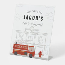 Välkomstskylt för Fire Lastbil Födelsedagsfest