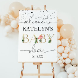 Välkomstskylt för Flamingo Baby Shower Poster