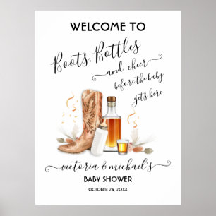 Välkomstskylt för Flaskor Boots Baby Shower Poster