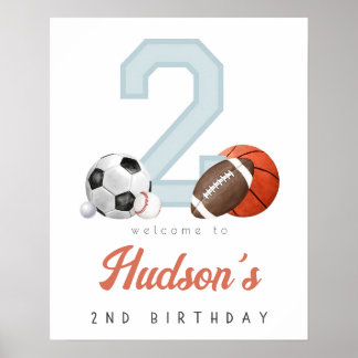Välkomstskylt för född 2 Boll 2:a födelsedagskalde Poster