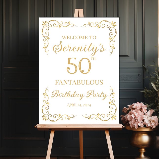 Välkomstskylt för födelsedagsfest av gulddesign fö poster (Skapare uppladdad)