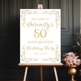 Välkomstskylt för födelsedagsfest av gulddesign fö poster