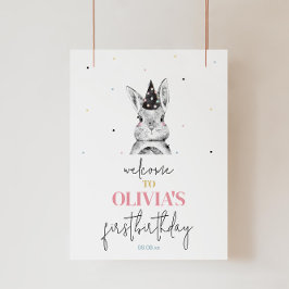 Välkomstskylt för Födelsedagsfest av rabbit Poster