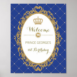 Välkomstskylt för Födelsedagsfesten Royal Blue Gul Poster
