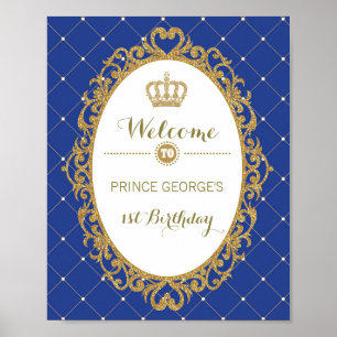 Välkomstskylt för Födelsedagsfesten Royal Blue Gul Poster