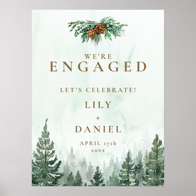 Välkomstskylt för Förlovningsfest av skogen i Gräs Poster (Framsidan)