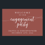 Välkomstskylt för förlovningsfest i Burgundy Poster<br><div class="desc">Denna förlovningsskylt är det perfekta sättet att välkomna gäster till din förlovningsfest.</div>