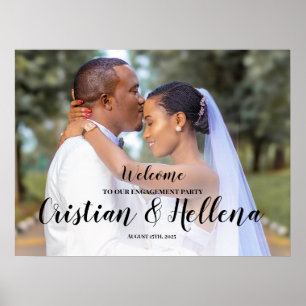Välkomstskylt för förlovningsfest med foto poster