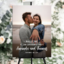 Välkomstskylt för förlovningsfest med foto