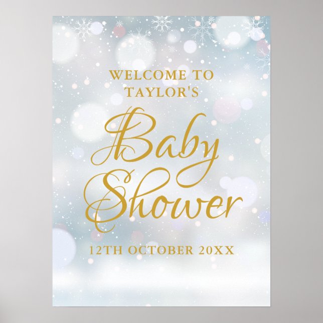 Välkomstskylt för första Snöflingornas babyvisning Poster (Framsidan)