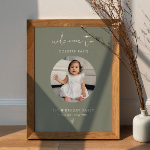 Välkomstskylt för fotoutfoto, minst Sage Birthday Poster