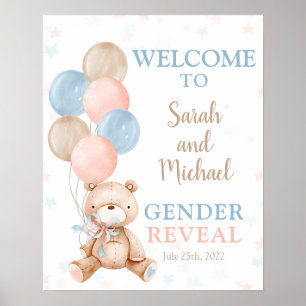 Välkomstskylt för Gender av nalle Poster