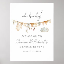 Välkomstskylt för gender Reveal Boho Baby Shower Poster