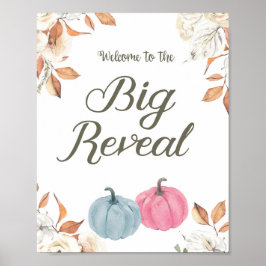 Välkomstskylt för gender Reveal Pumpkin Fall Poster