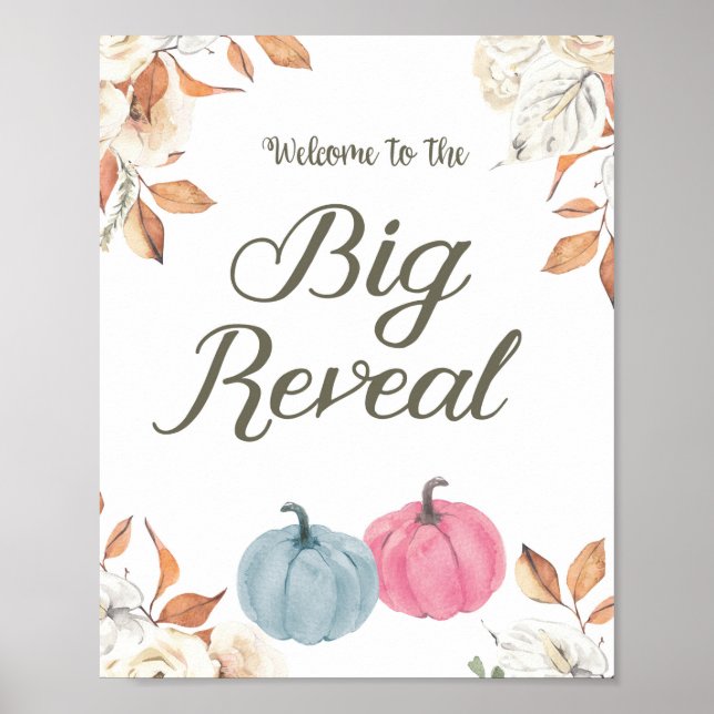 Välkomstskylt för gender Reveal Pumpkin Fall Poster (Framsidan)