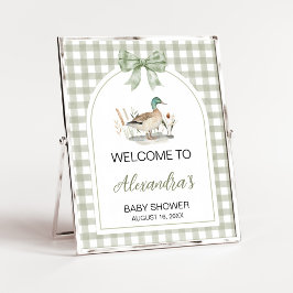 Välkomstskylt för Gingham Mallard Anka Baby Shower Poster