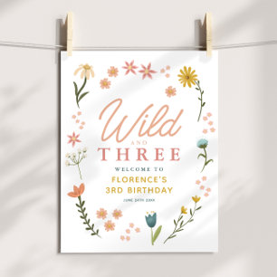 Välkomstskylt för Girls Wild och tre boho-födelsed Poster