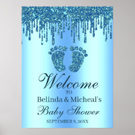 Välkomstskylt för Glitter-drivrutin för blå fot, b Poster