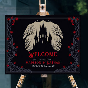 Välkomstskylt för Gothic Blommigt Castle Bröllop Poster