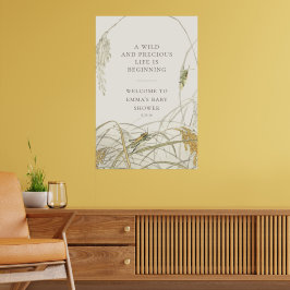 Välkomstskylt för gräshoppa-bebisfest poster