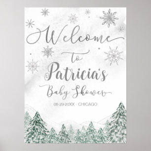 Välkomstskylt för Grått Baby Shower Poster