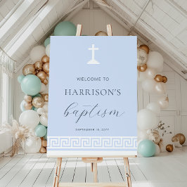 Välkomstskylt för grekiska Nyckel Blue Baptism Poster