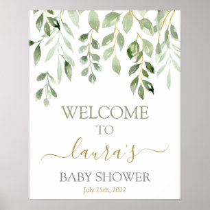 Välkomstskylt för Grey Löv Baby Shower Poster