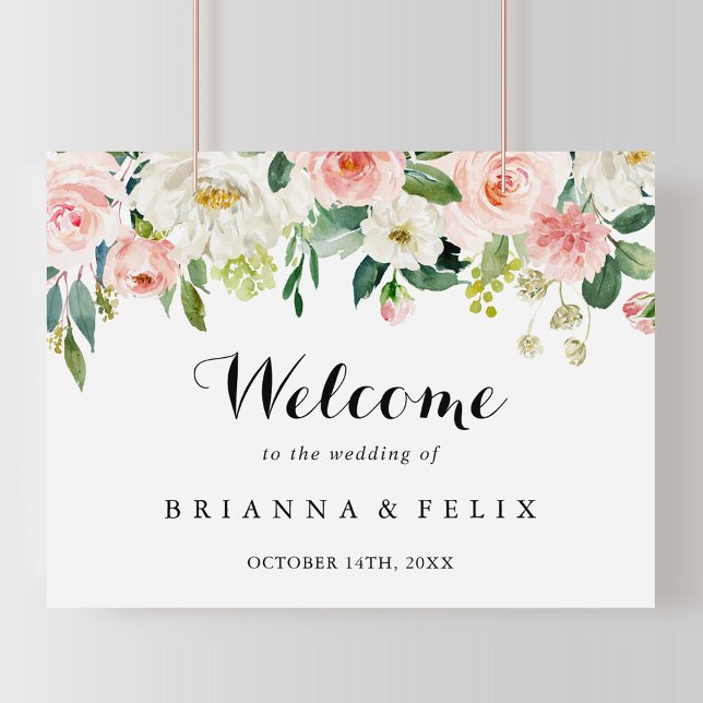 Välkomstskylt för Grönt av enkel Blommigt, Bröllop Poster (Skapare uppladdad)