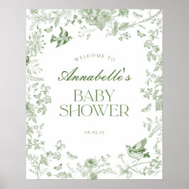Välkomstskylt för gröntens jouy-Blommigt för babys Poster