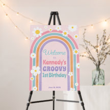 Välkomstskylt för Groovy Flower Rainbow VälkomstFö