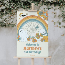 Välkomstskylt för Groovy Spooky Halloween Ghost Poster