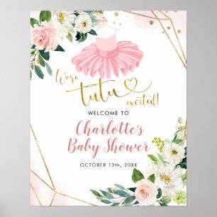 Välkomstskylt för guld  Ballerina Tutu Baby Shower Poster