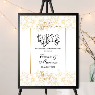 Välkomstskylt för Guld Blommigt Islamic Bröllop Po Poster