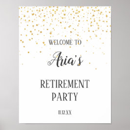 Välkomstskylt för guld Confetti Pension Party Poster
