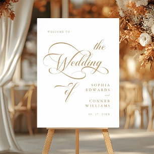 Välkomstskylt för Guld Elegant Classy Bröllop Poster