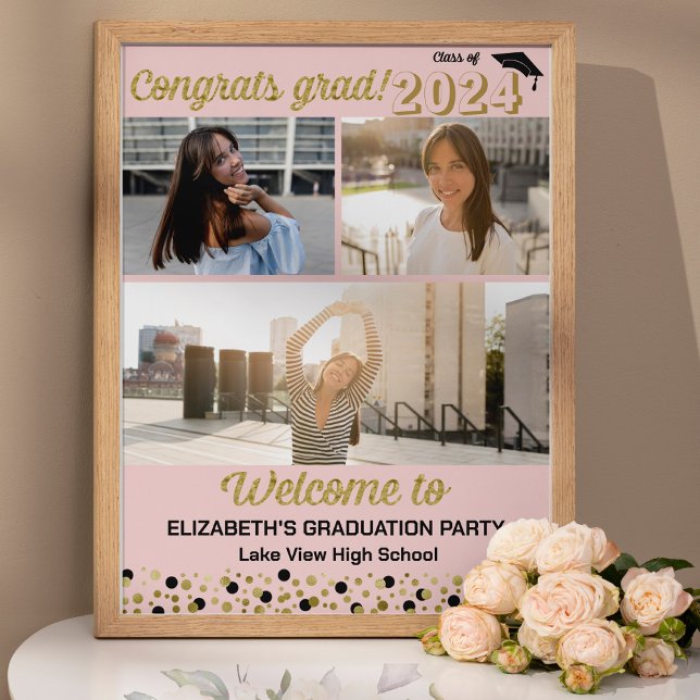 Välkomstskylt för Guld Gratulerar Grad 3-fotokolla Poster (Skapare uppladdad)