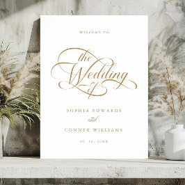 Välkomstskylt för guld känslig Elegant bröllop Poster
