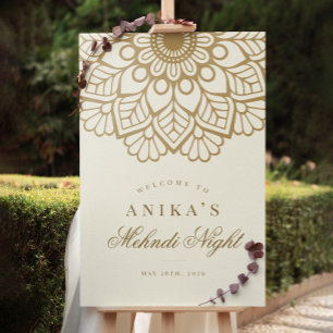 Välkomstskylt för Guld Mandala Indian Mehndi Natti Poster