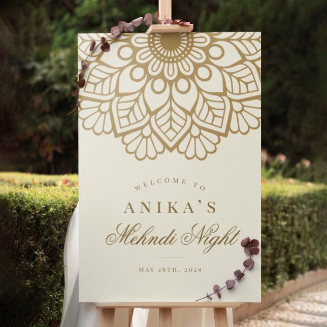 Välkomstskylt för Guld Mandala Indian Mehndi Natti Poster (Skapare uppladdad)