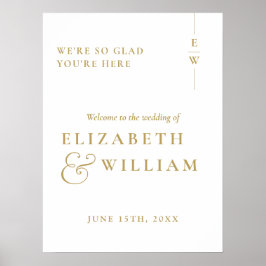 Välkomstskylt för Guld Modern Elegant Monogram Brö Poster