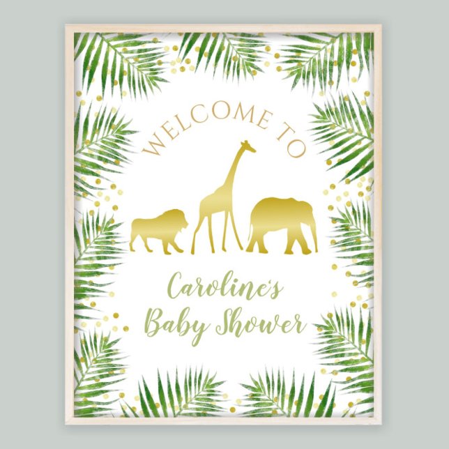 Välkomstskylt för guld Safari Baby Shower Decor Poster (Skapare uppladdad)