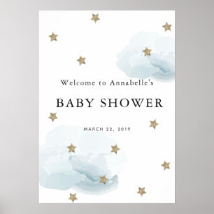 Välkomstskylt för Guld Star & Cloud Twinkle Baby S Poster